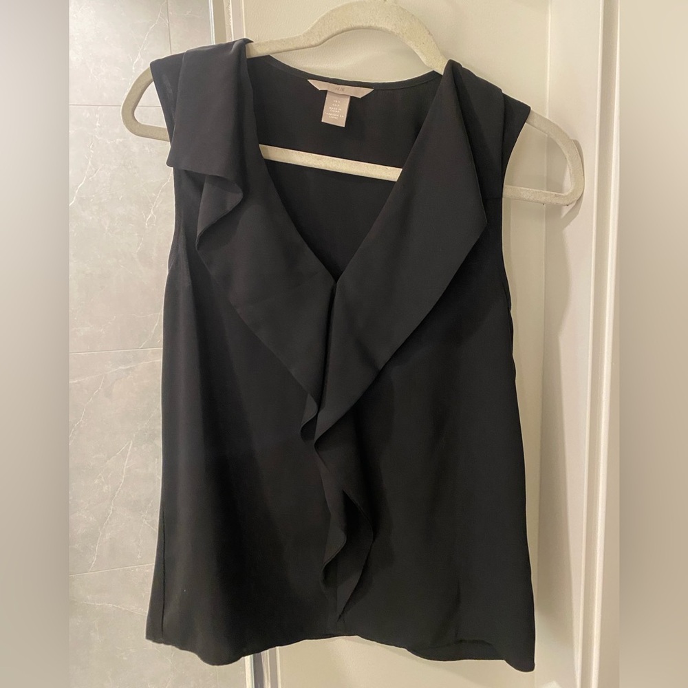 Black blouse with ruffles